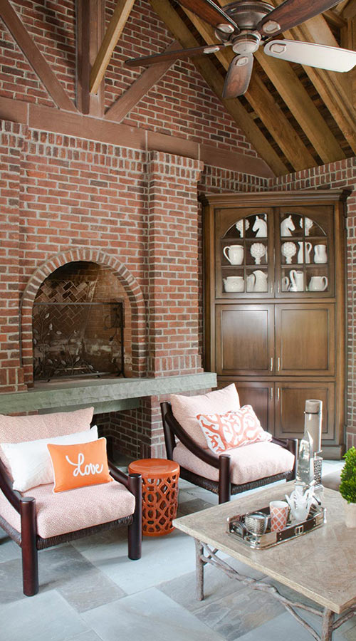Gold Coast Luxury Interior Brick Fireplace Design