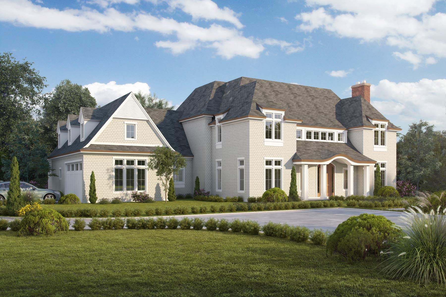 Sands Point NY Shingle Style Home Design Architecture Rendering