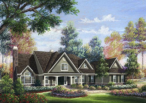 Claccis Architectural sketch of Traditional Long Island Home
