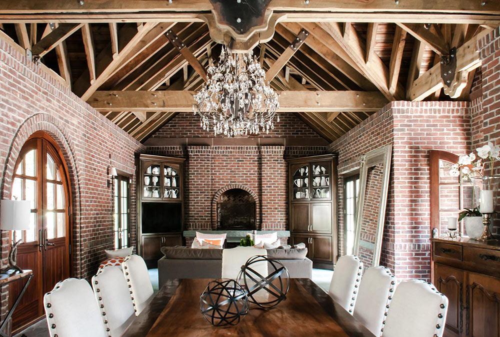 Heavy Timber Brick Tudor Interior Architecture