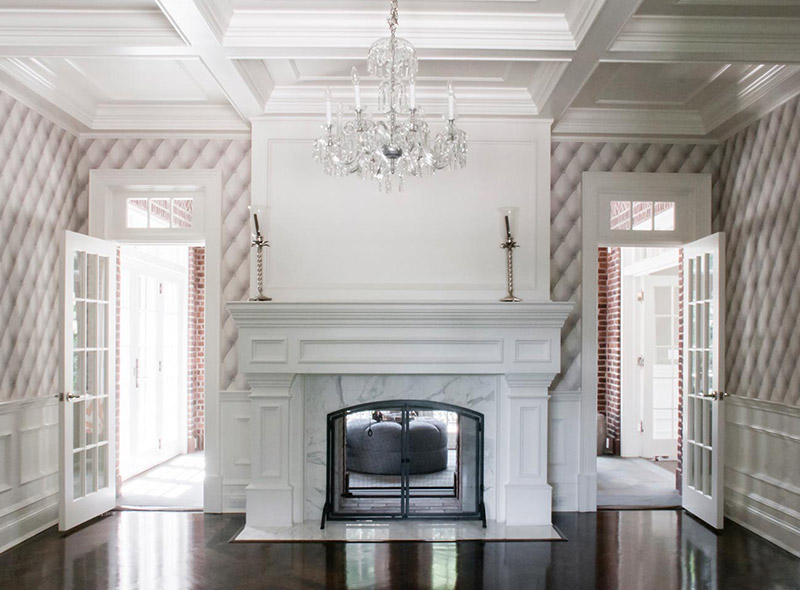 High-End Brick Tudor Fireplace Architecture
