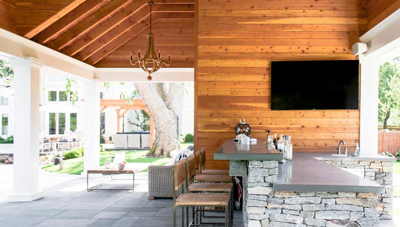 Wood Clad Outdoor Bar Architecture Long Island