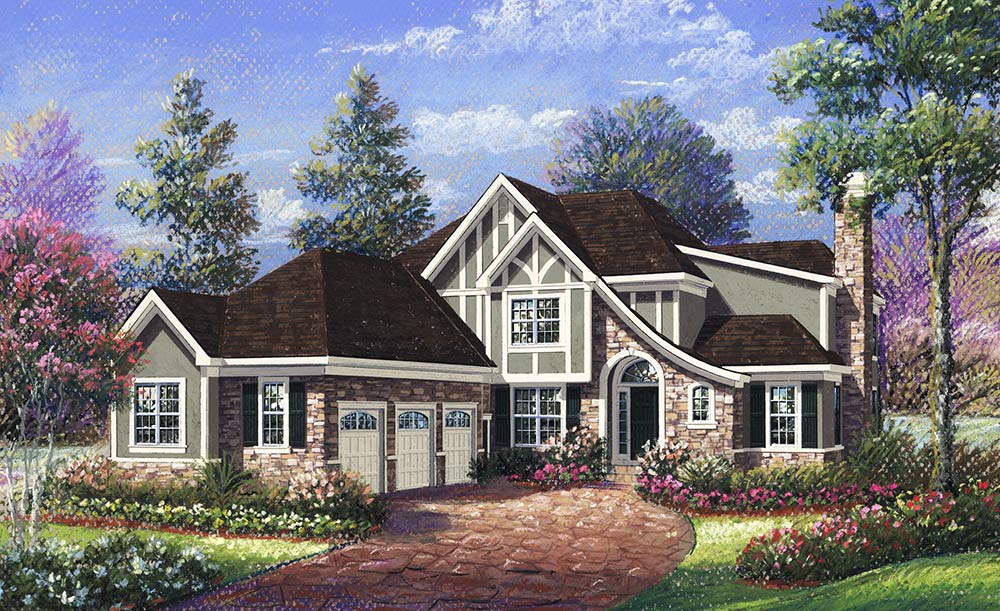 Sweeping Gables in Traditional Architecture Sketch